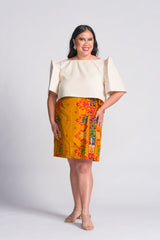 'Tadhana' Mindanao Malong-Inspired Knee-Length Wrap Skirt (Pumpkin Spice)