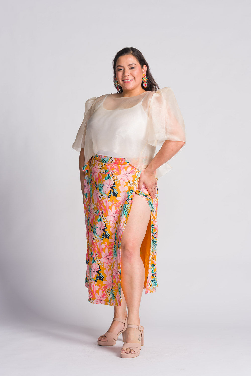 'Dahlia' Ribbon Tie-Up Modern Filipiniana Blouse (Cream)