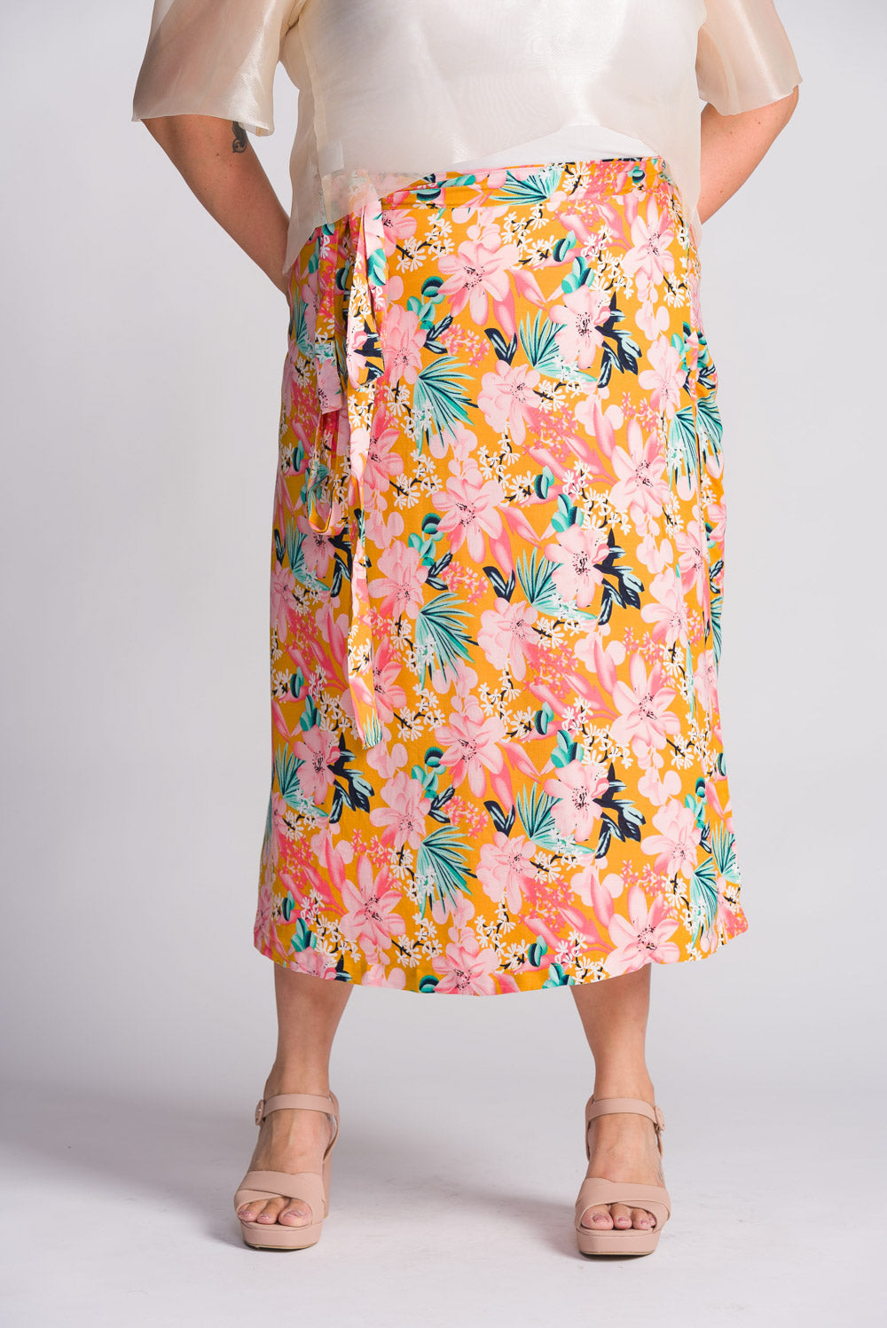 'Cora' Midi Wrap Skirt (Floral)
