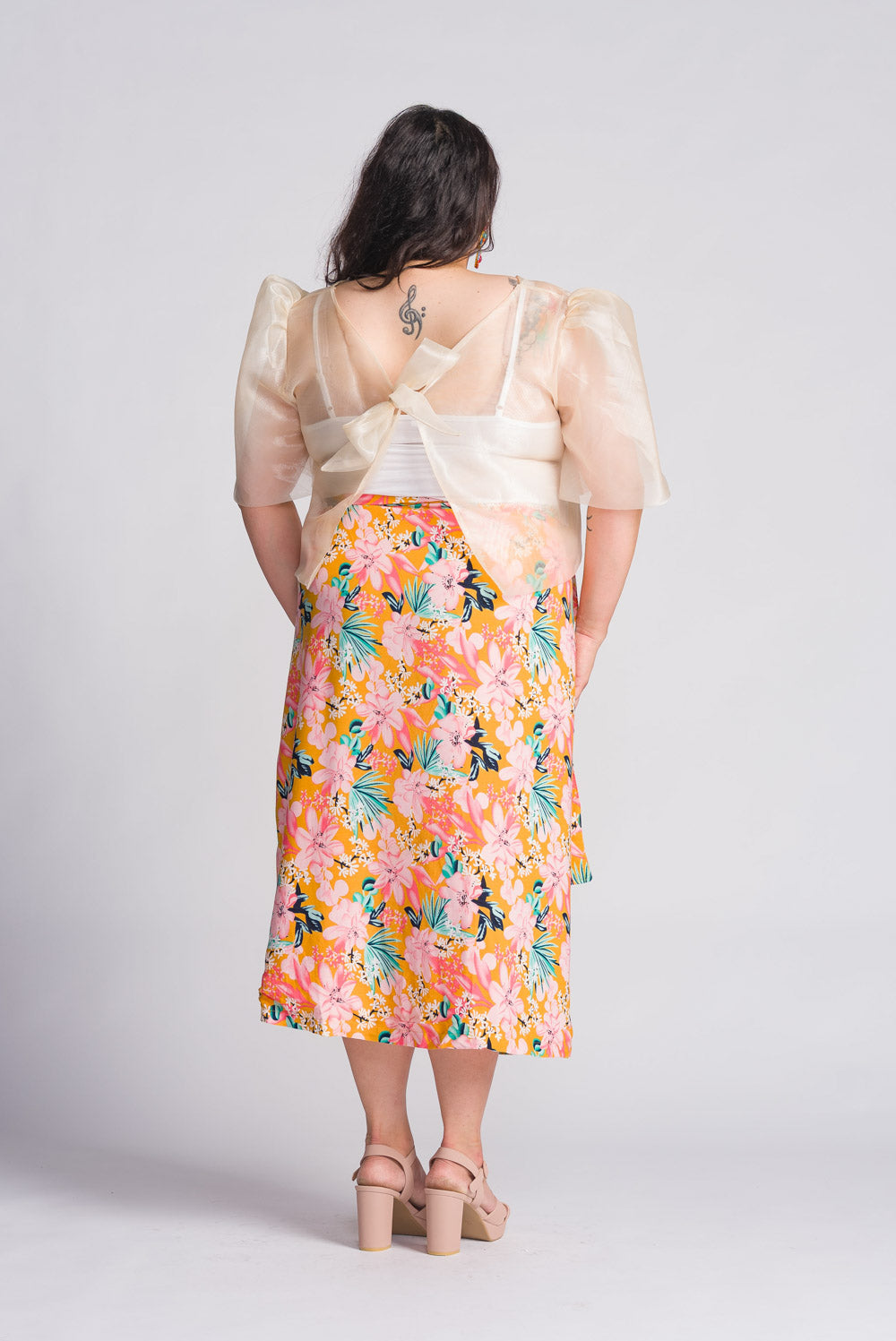 'Dahlia' Ribbon Tie-Up Modern Filipiniana Blouse (Cream)