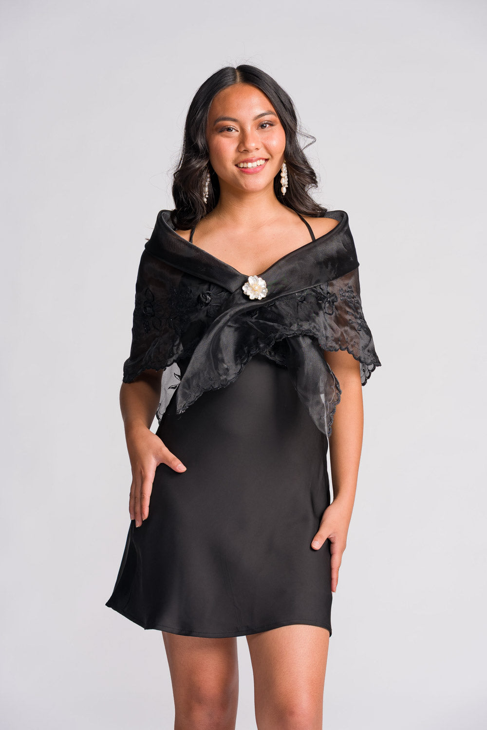 'Maria Clara' Filipiniana Alampay (Midnight Black)