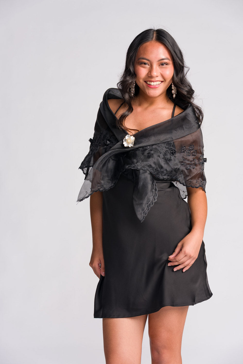 'Maria Clara' Filipiniana Alampay (Midnight Black)