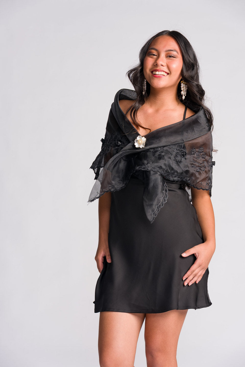 'Maria Clara' Filipiniana Alampay (Midnight Black)