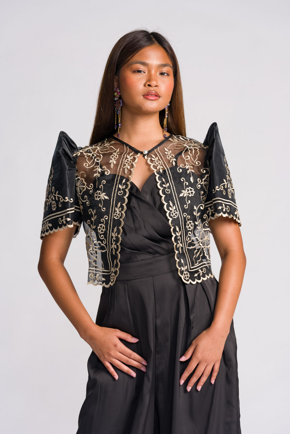 'Carmen' Filipiniana Bolero (Black)