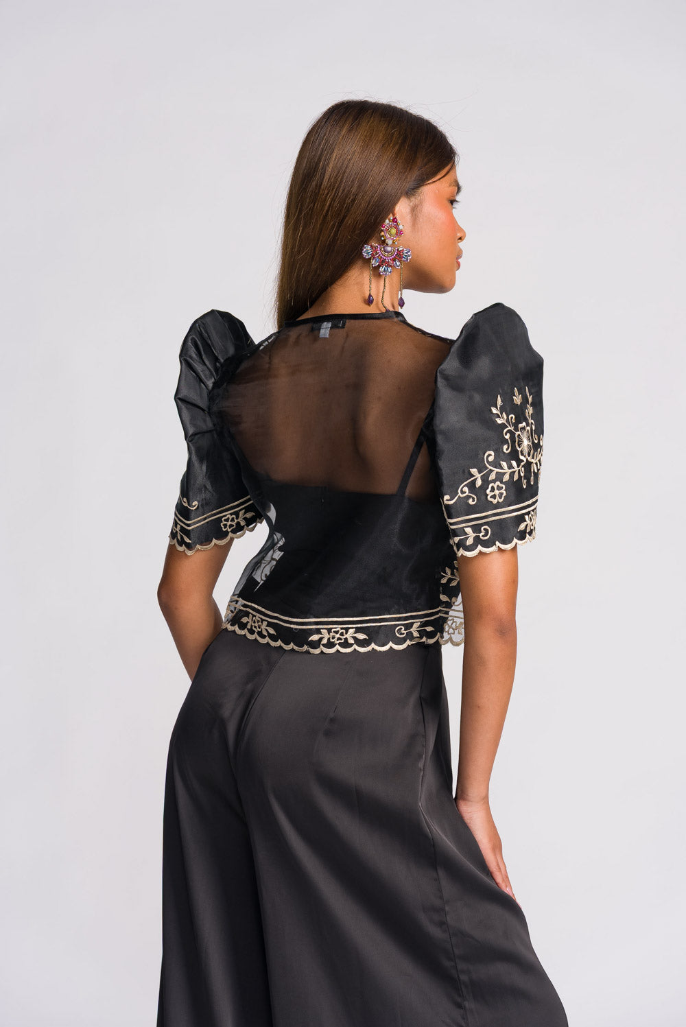 modern filipiniana dress bolero Filipiniana Bolero | 'nene' Blush Pink Embroidered Organza Modern Filipiniana Butterfly Sleeves