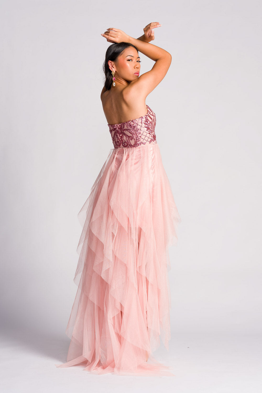 'Belle' Sequin & Tulle Prom & Formal Dress (Blush Pink)