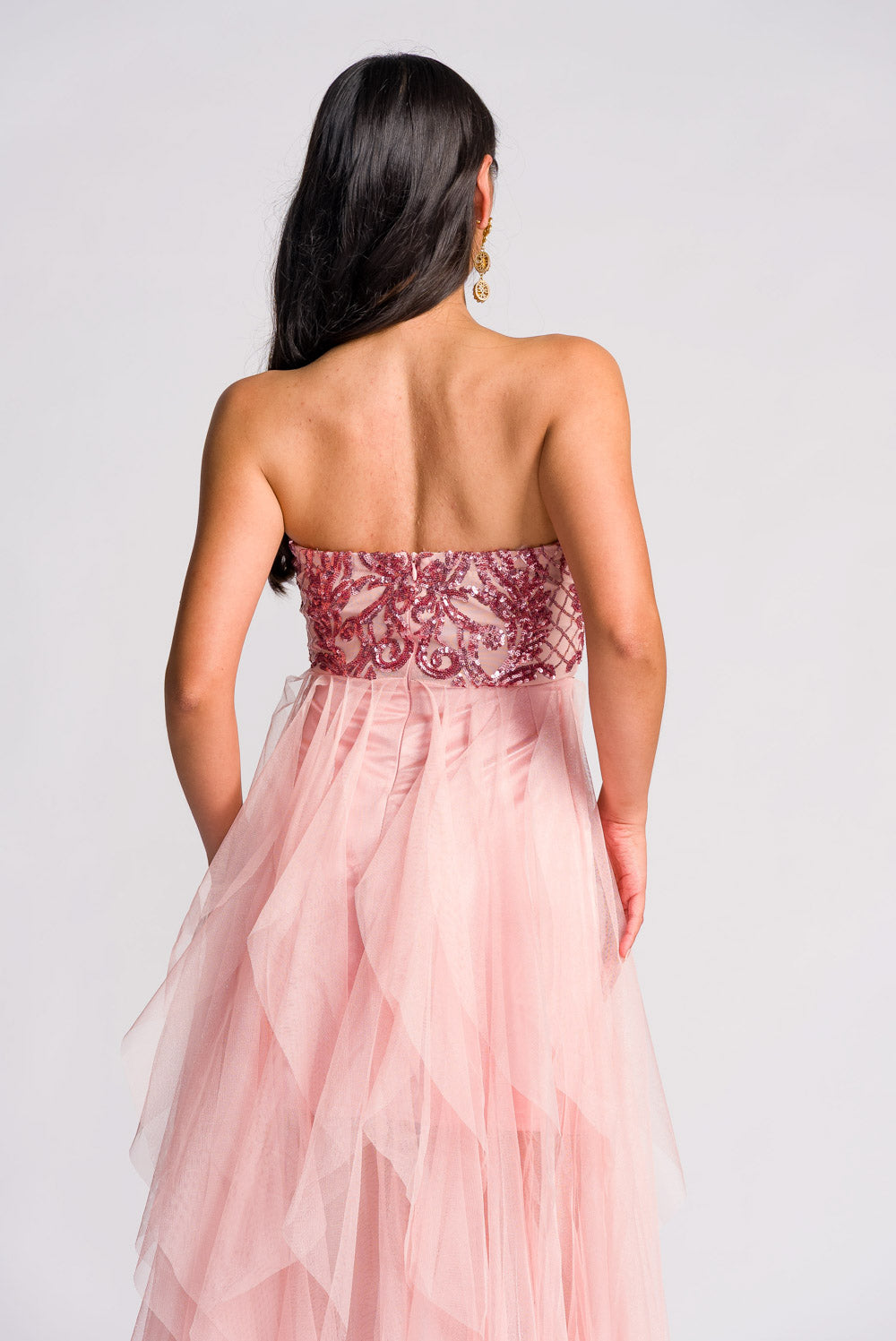 'Belle' Sequin & Tulle Prom & Formal Dress (Blush Pink)