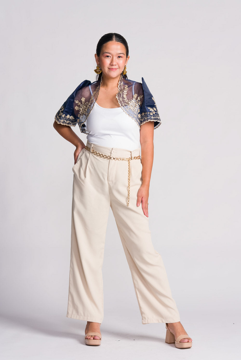 'Luisa' Bolero Filipiniana Sleeves (Navy)