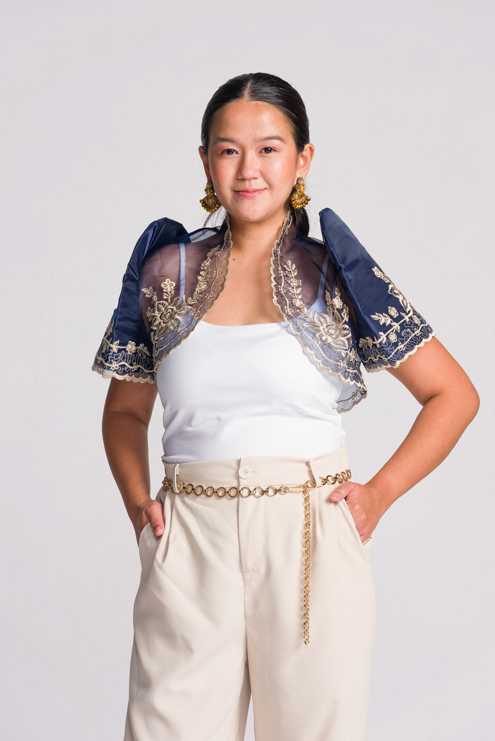 'Luisa' Bolero Filipiniana Sleeves (Navy)