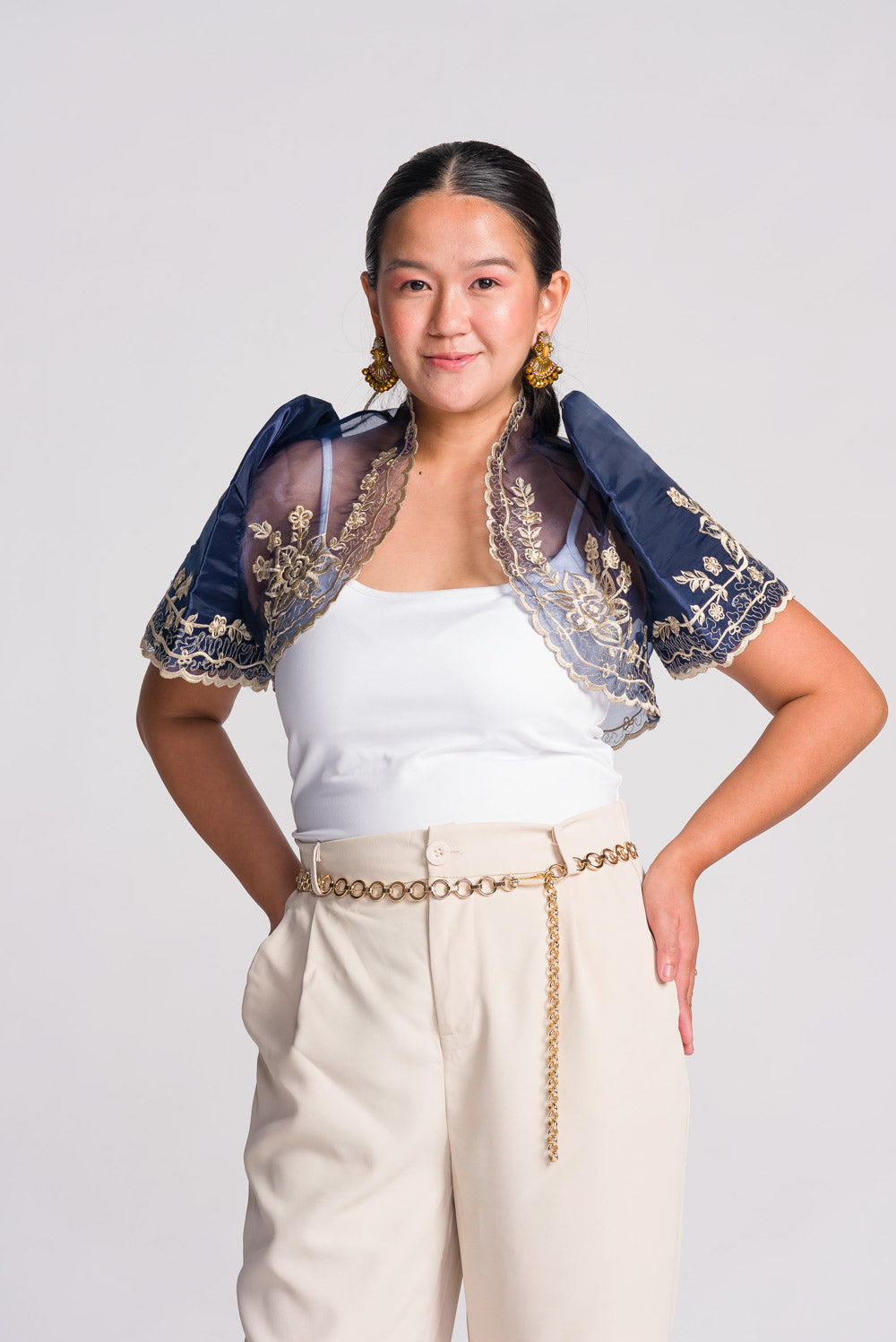 'Luisa' Bolero Filipiniana Sleeves (Navy)