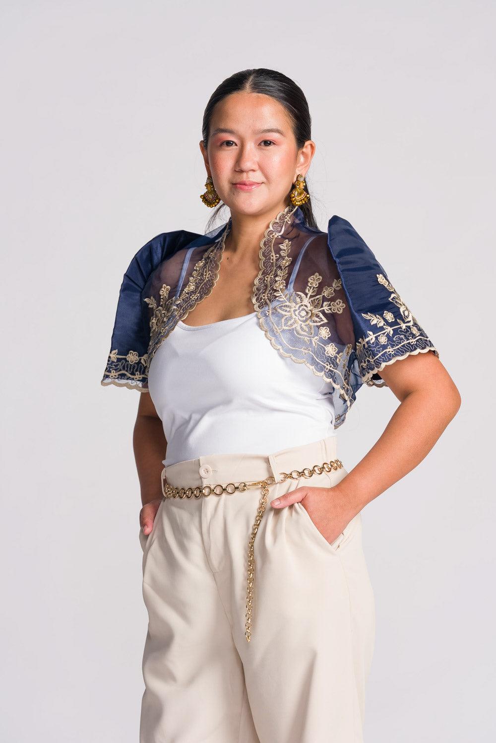 'Luisa' Bolero Filipiniana Sleeves (Navy)
