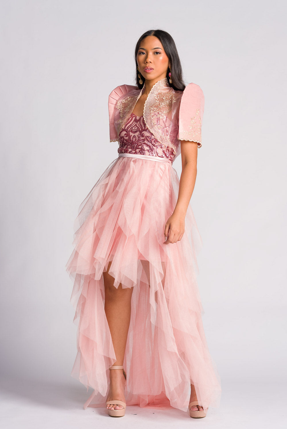 'Belle' Sequin & Tulle Prom & Formal Dress (Blush Pink)