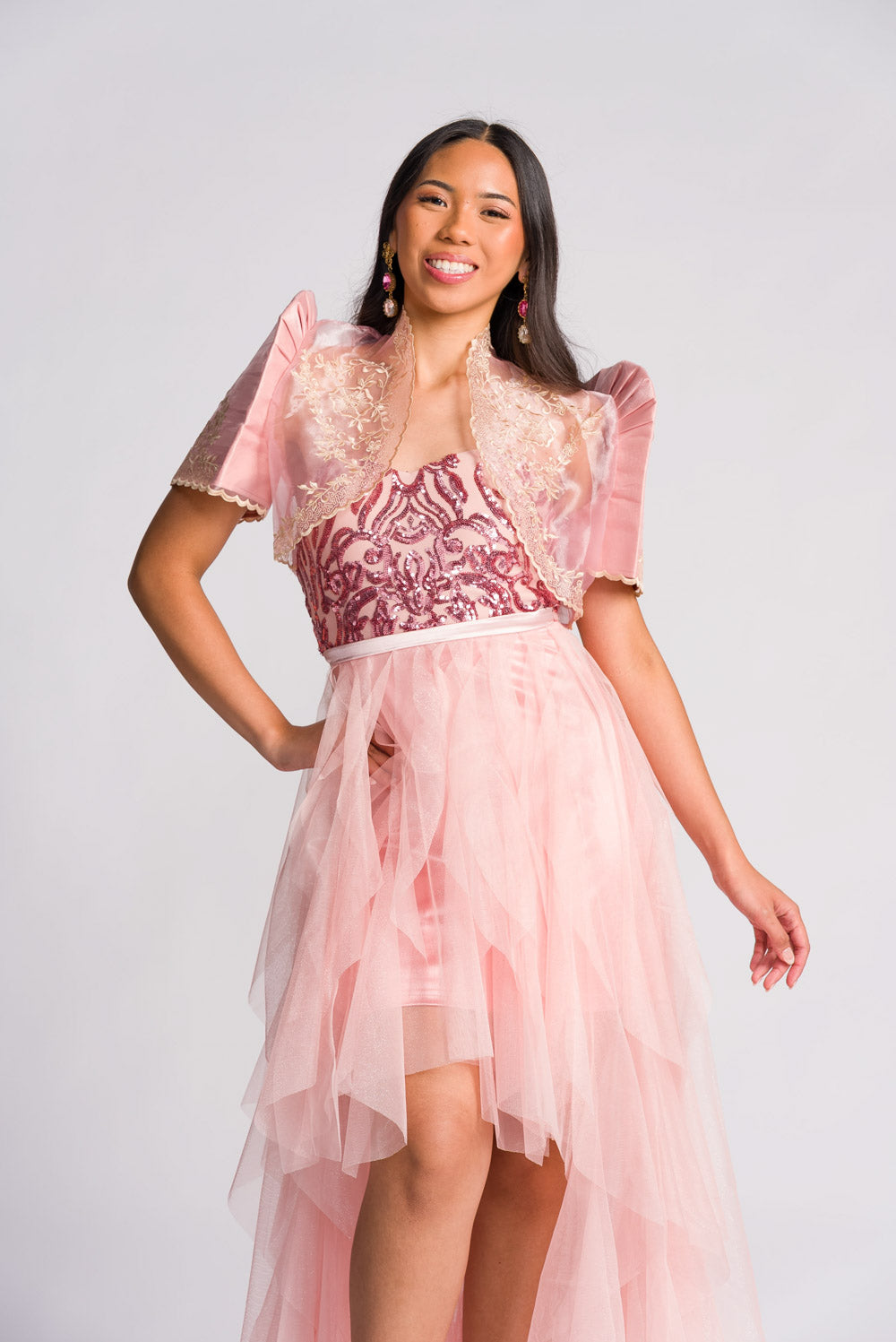 'Belle' Sequin & Tulle Prom & Formal Dress (Blush Pink)