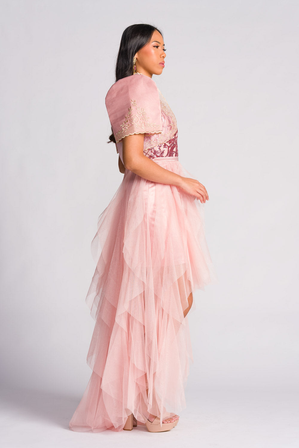 'Belle' Sequin & Tulle Prom & Formal Dress (Blush Pink)