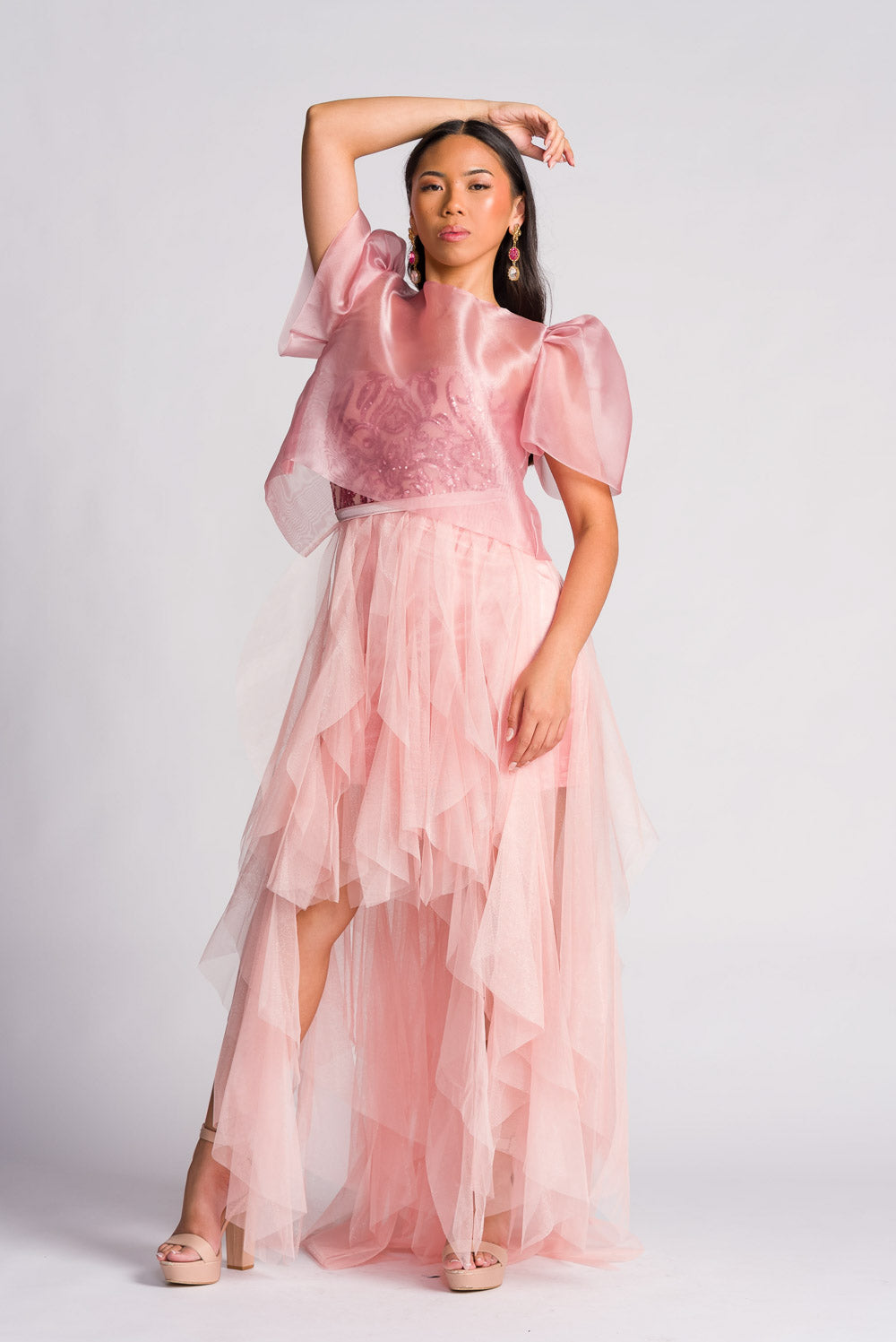 'Belle' Sequin & Tulle Prom & Formal Dress (Blush Pink)