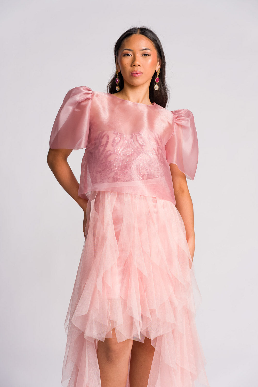 'Belle' Sequin & Tulle Prom & Formal Dress (Blush Pink)