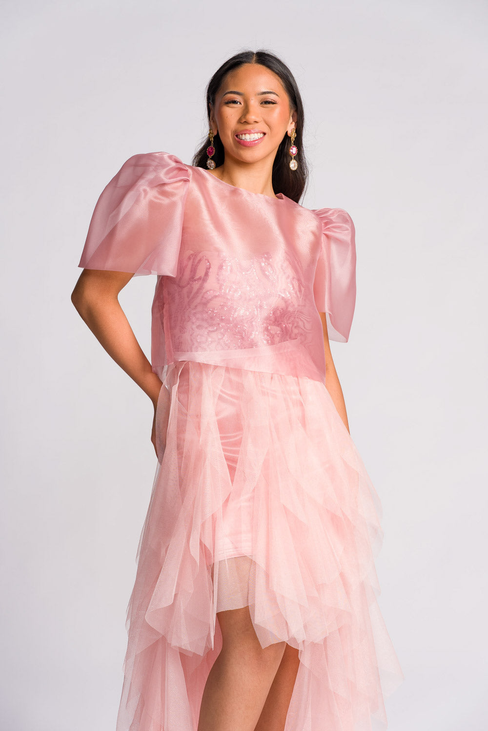 'Belle' Sequin & Tulle Prom & Formal Dress (Blush Pink)