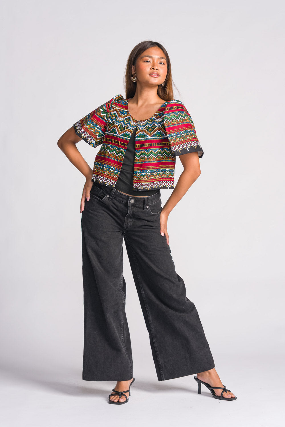 'Halina' Mindanao Geometric Print Filipiniana Bolero