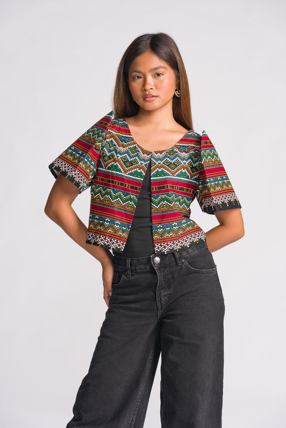 'Halina' Mindanao Geometric Print Filipiniana Bolero