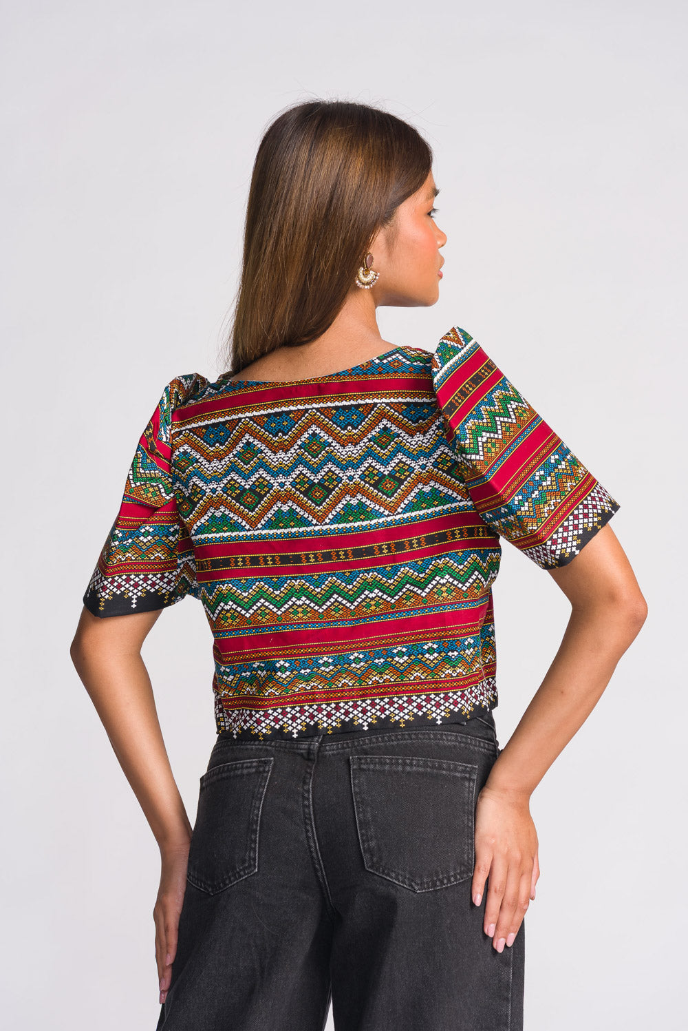 'Halina' Mindanao Geometric Print Filipiniana Bolero