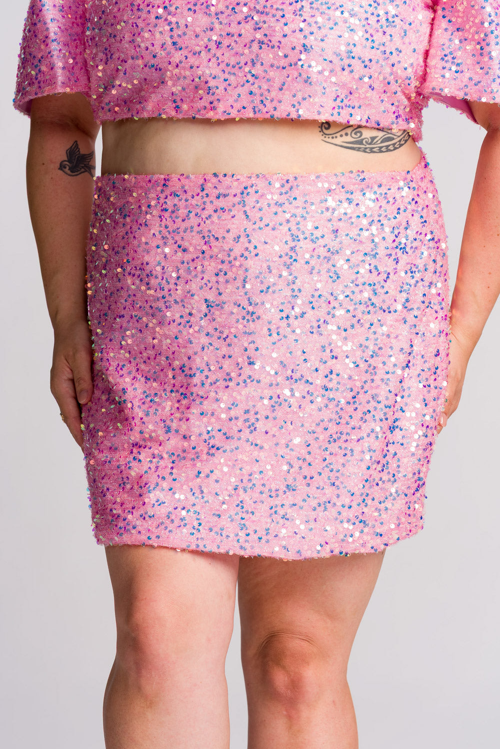 'Binibini' Sequin Mini Skirt (Pastel Pink)