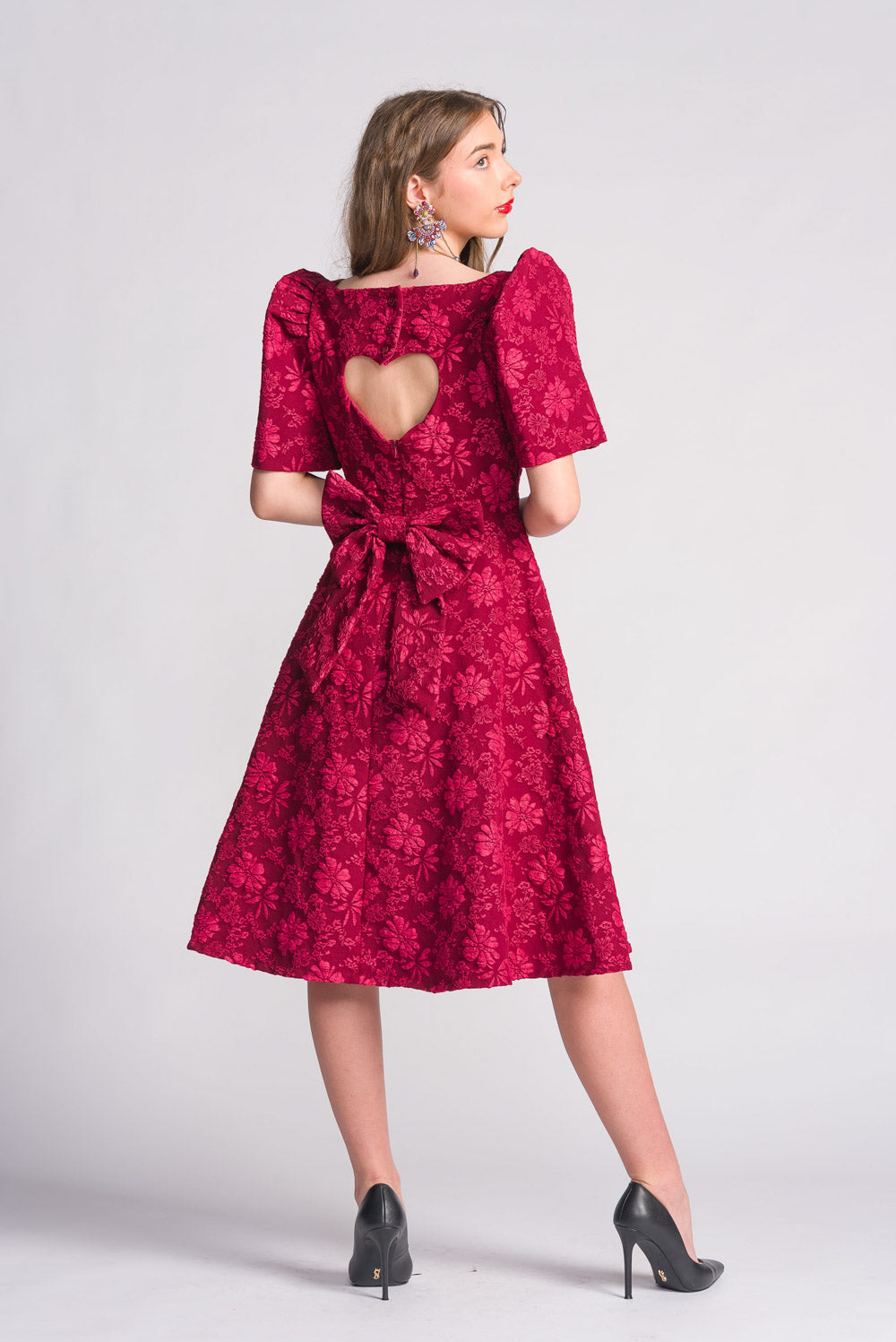'Love' Midi Filipiniana Dress (Rose Red)