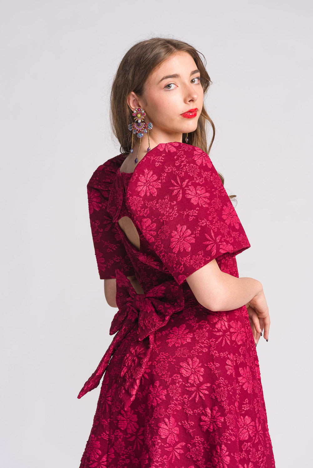 'Love' Midi Filipiniana Dress (Rose Red)