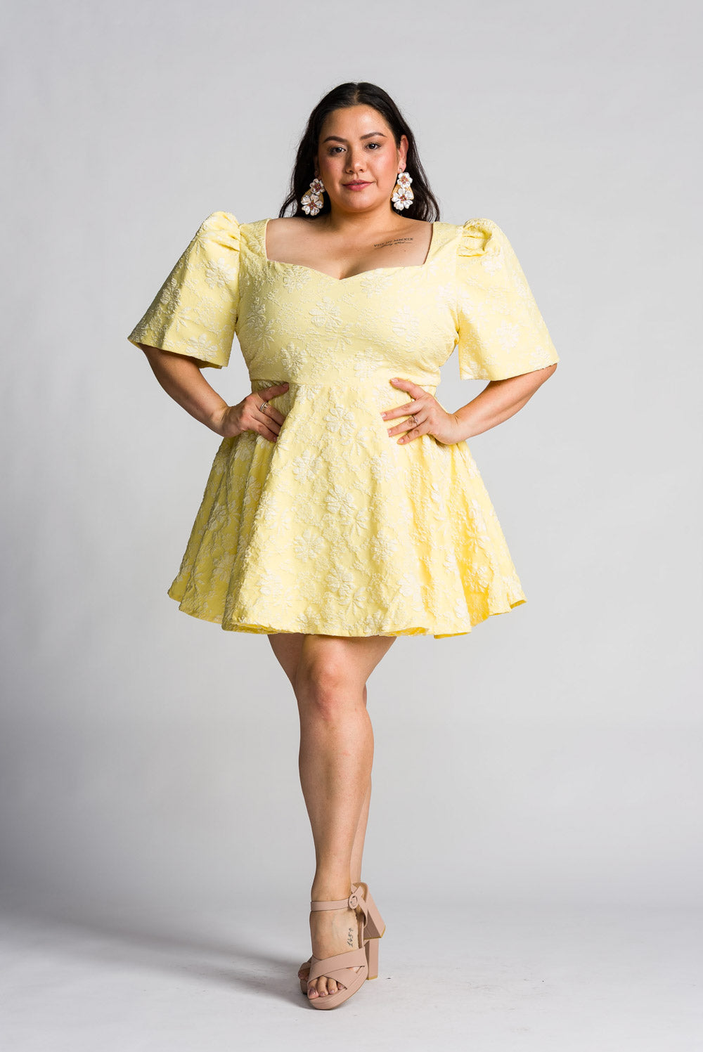 'Love' Mini Filipiniana Dress (Lemon Yellow)