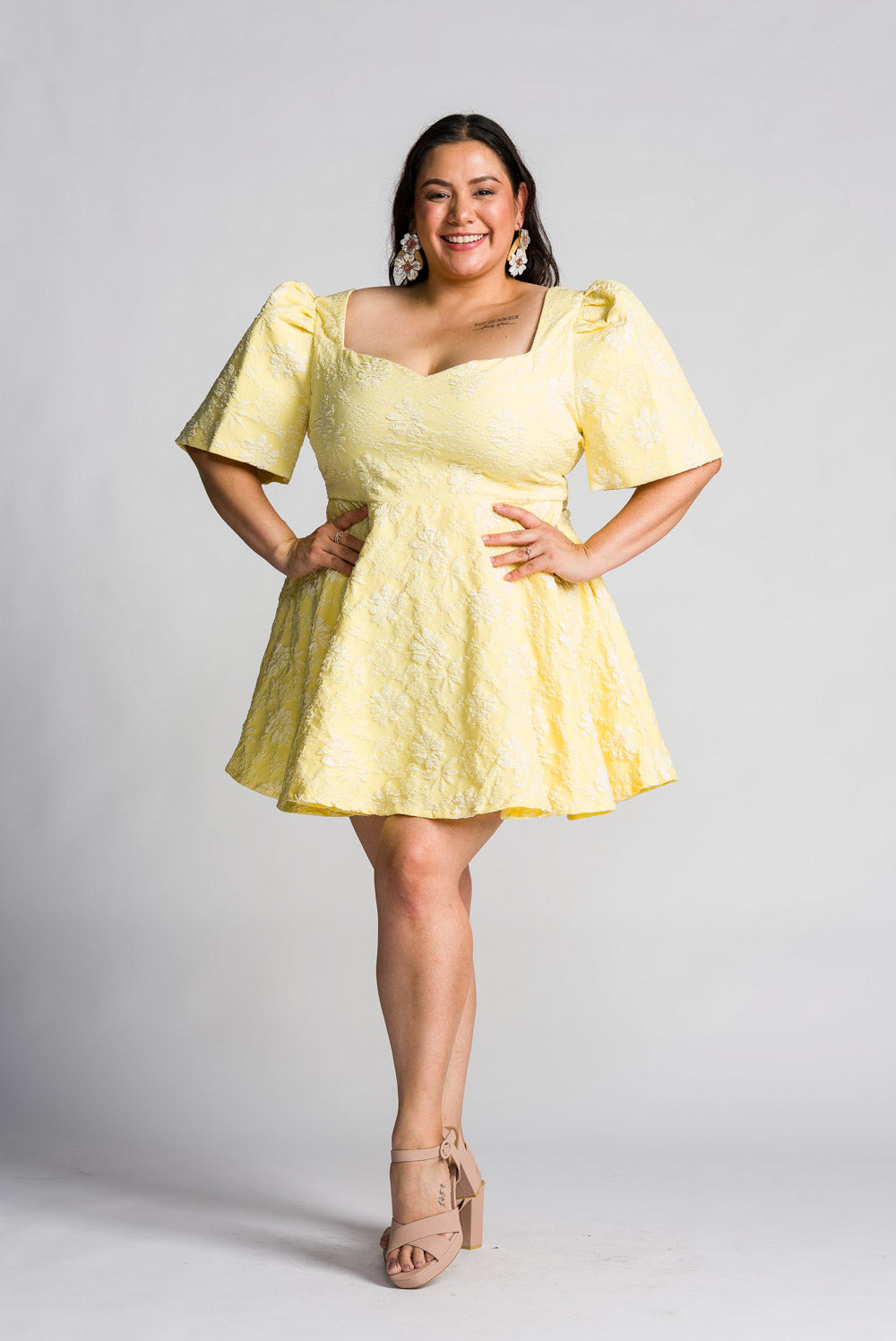 'Love' Mini Filipiniana Dress (Lemon Yellow)