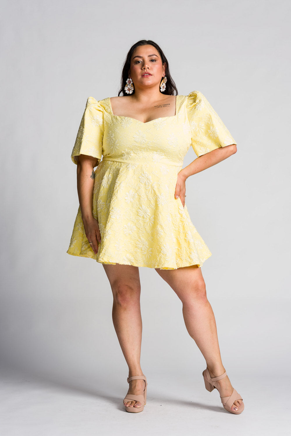 'Love' Mini Filipiniana Dress (Lemon Yellow)