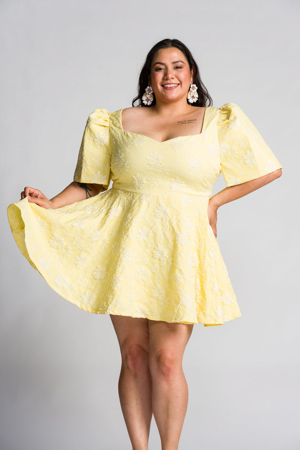 'Love' Mini Filipiniana Dress (Lemon Yellow)
