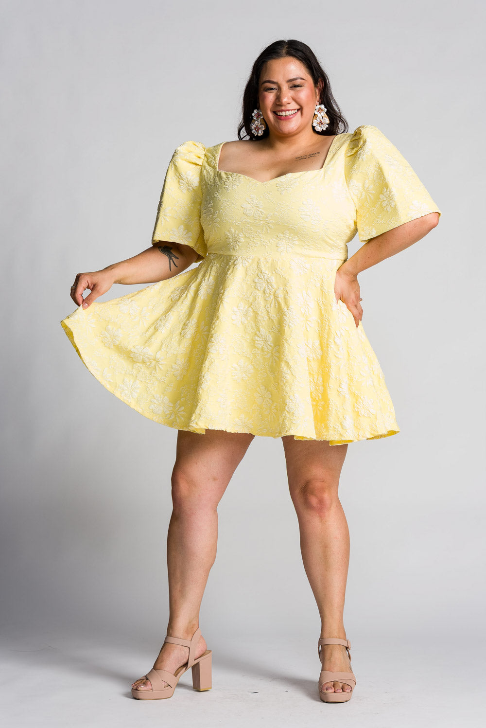 'Love' Mini Filipiniana Dress (Lemon Yellow)