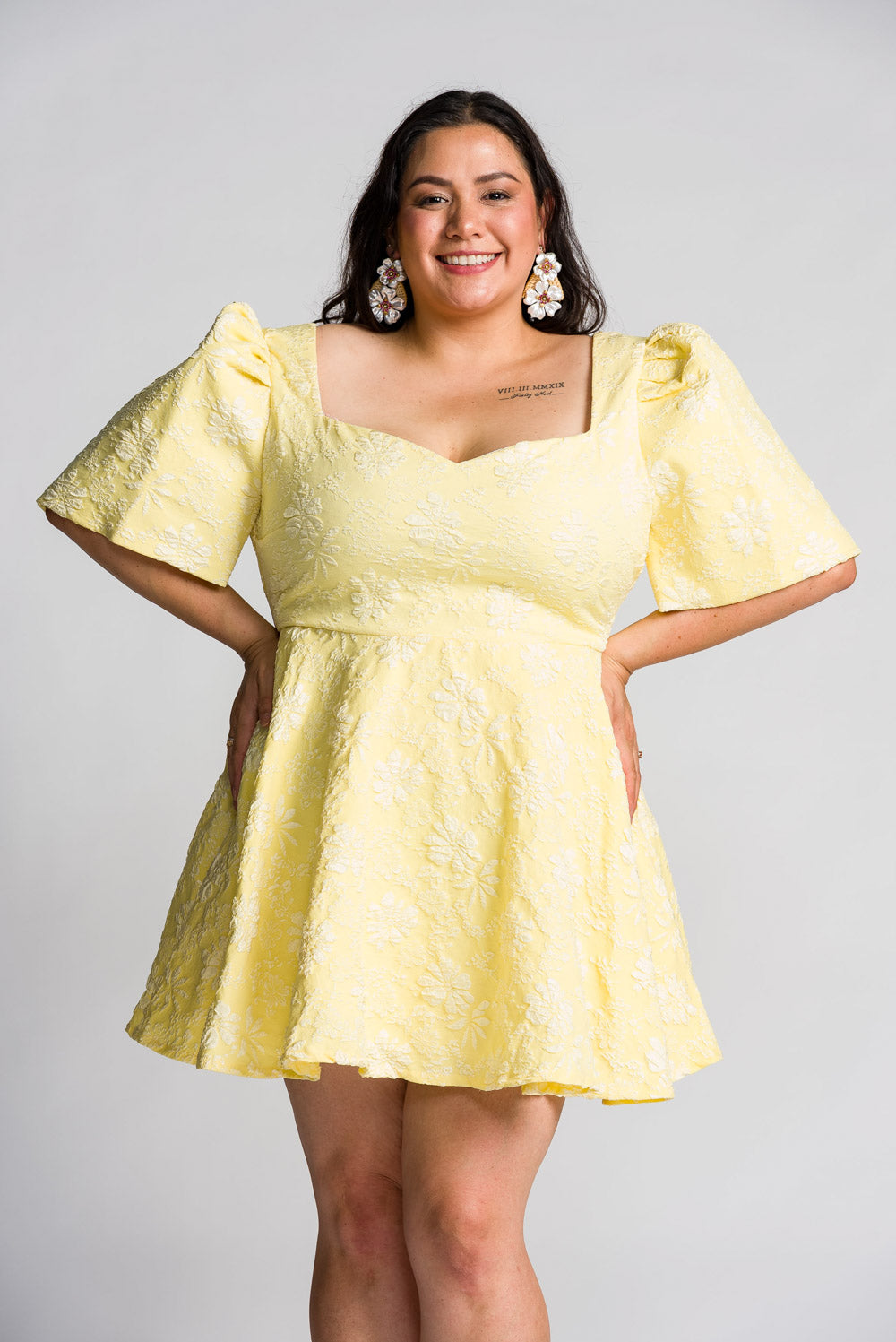 'Love' Mini Filipiniana Dress (Lemon Yellow)