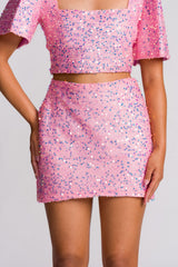 'Binibini' Sequin Mini Skirt (Pastel Pink)