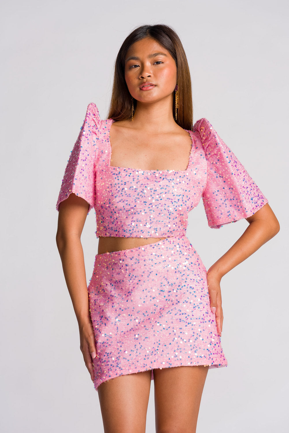 'Binibini' Sequin Mini Skirt (Pastel Pink)