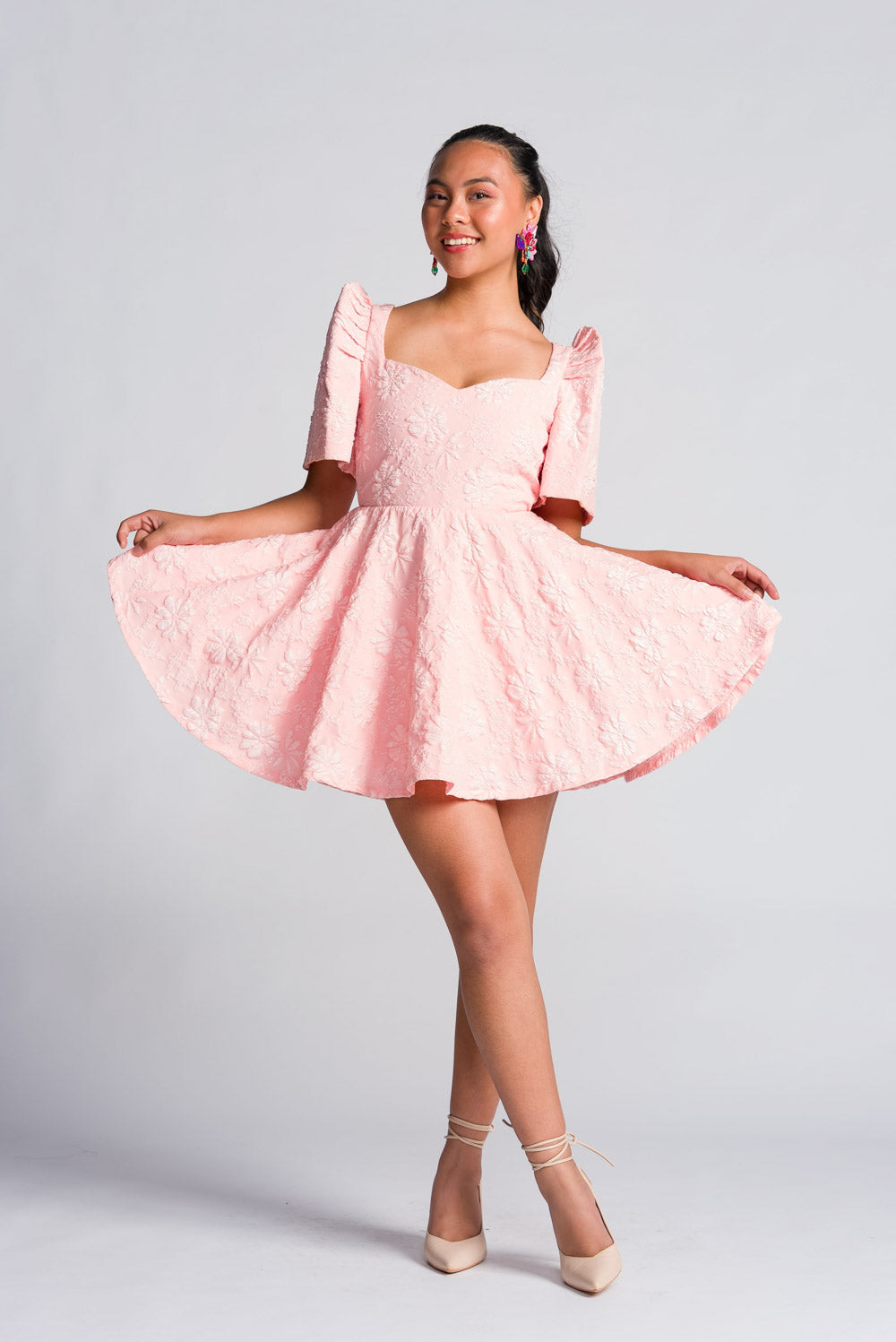 'Love' Mini Filipiniana Dress (Pastel Pink)