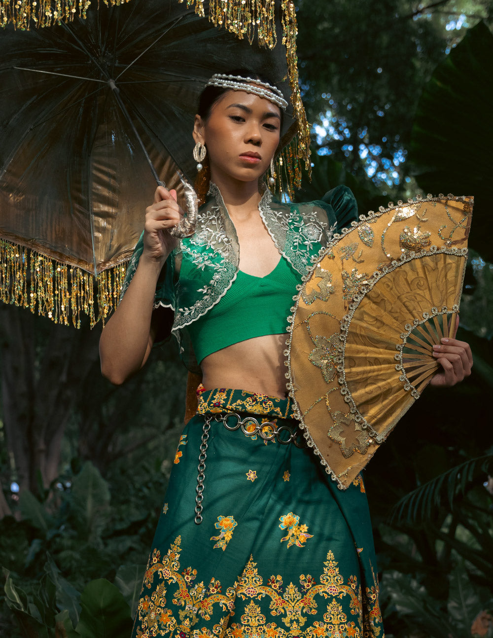 'Dalisay' Malong Mindanao Geometric Print (Green)