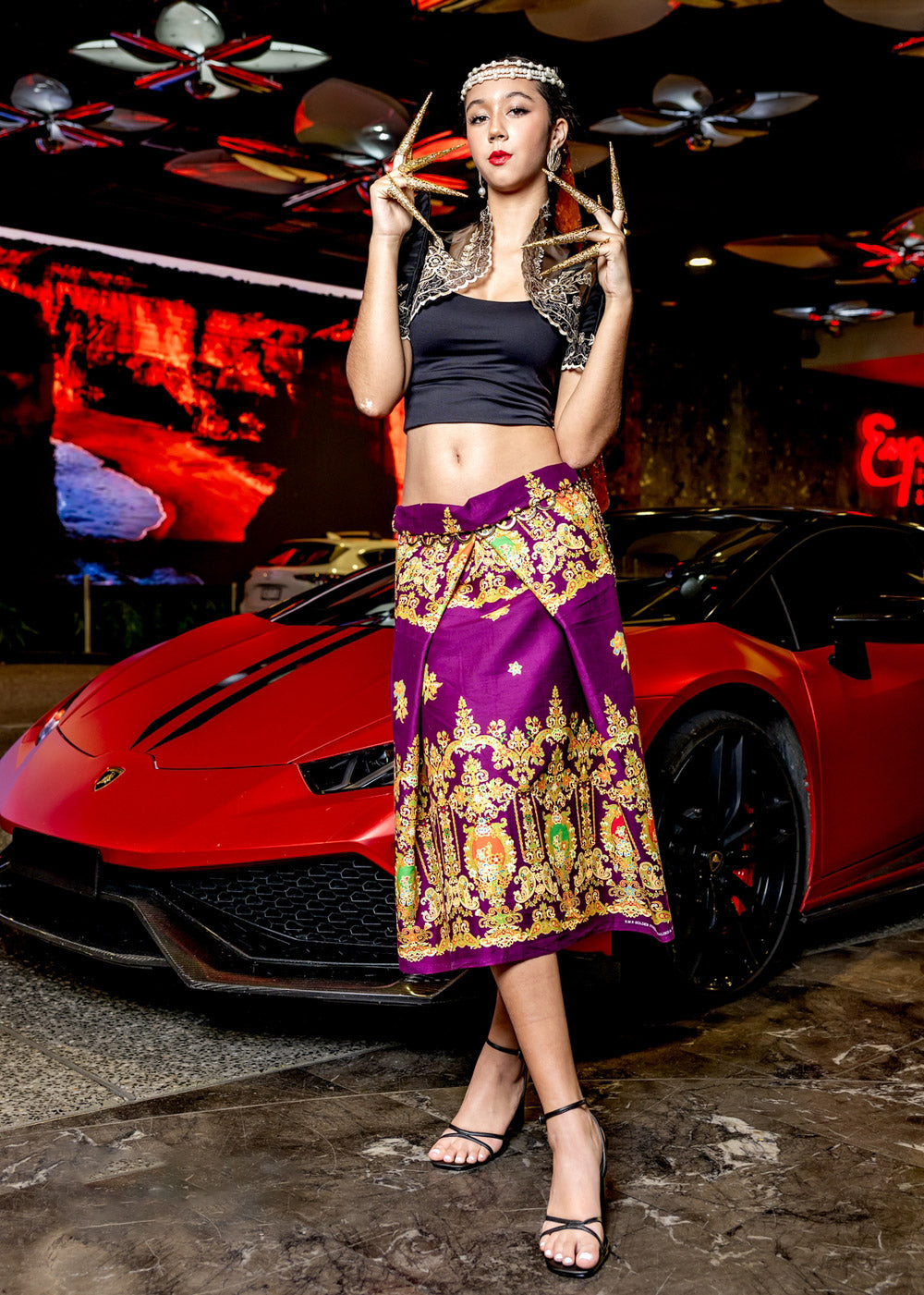 'Dalisay' Malong Mindanao Geometric Print (Purple)