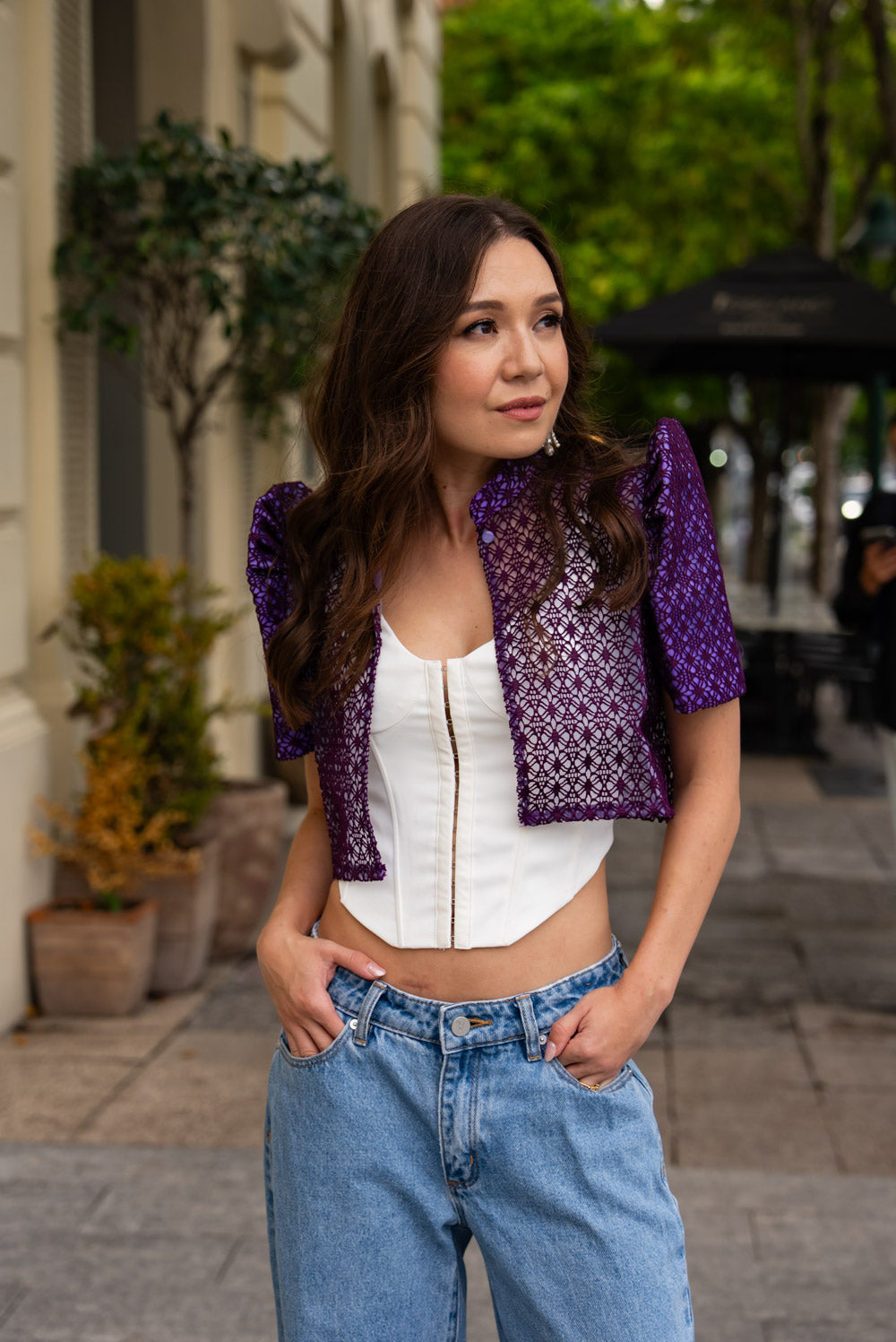 'Carlota' Bolero Filipiniana Sleeves (Electric Purple)