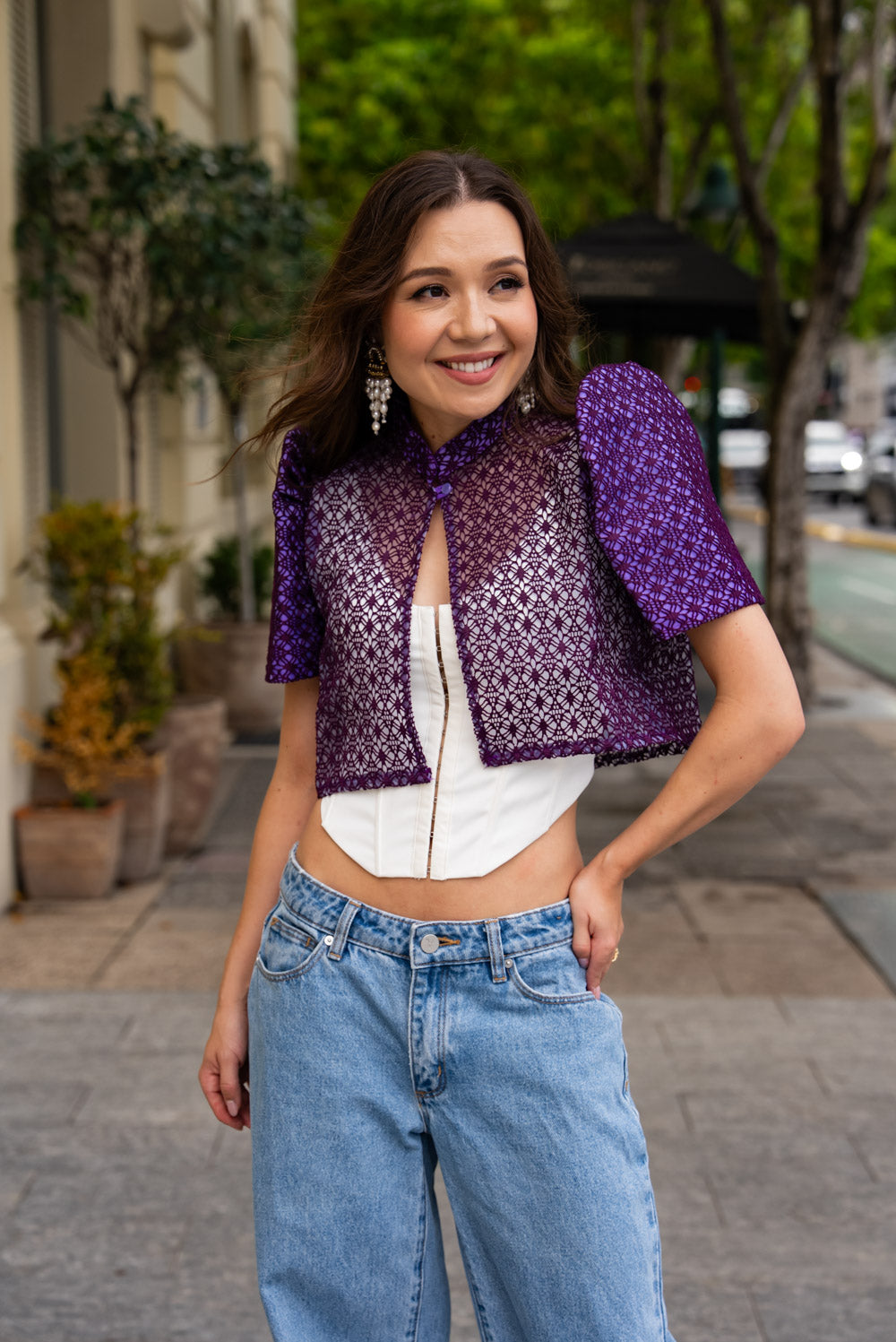 'Carlota' Bolero Filipiniana Sleeves (Electric Purple)