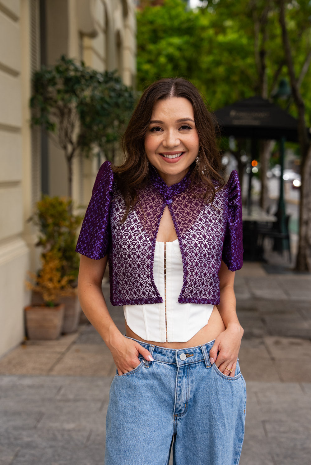 'Carlota' Bolero Filipiniana Sleeves (Electric Purple)