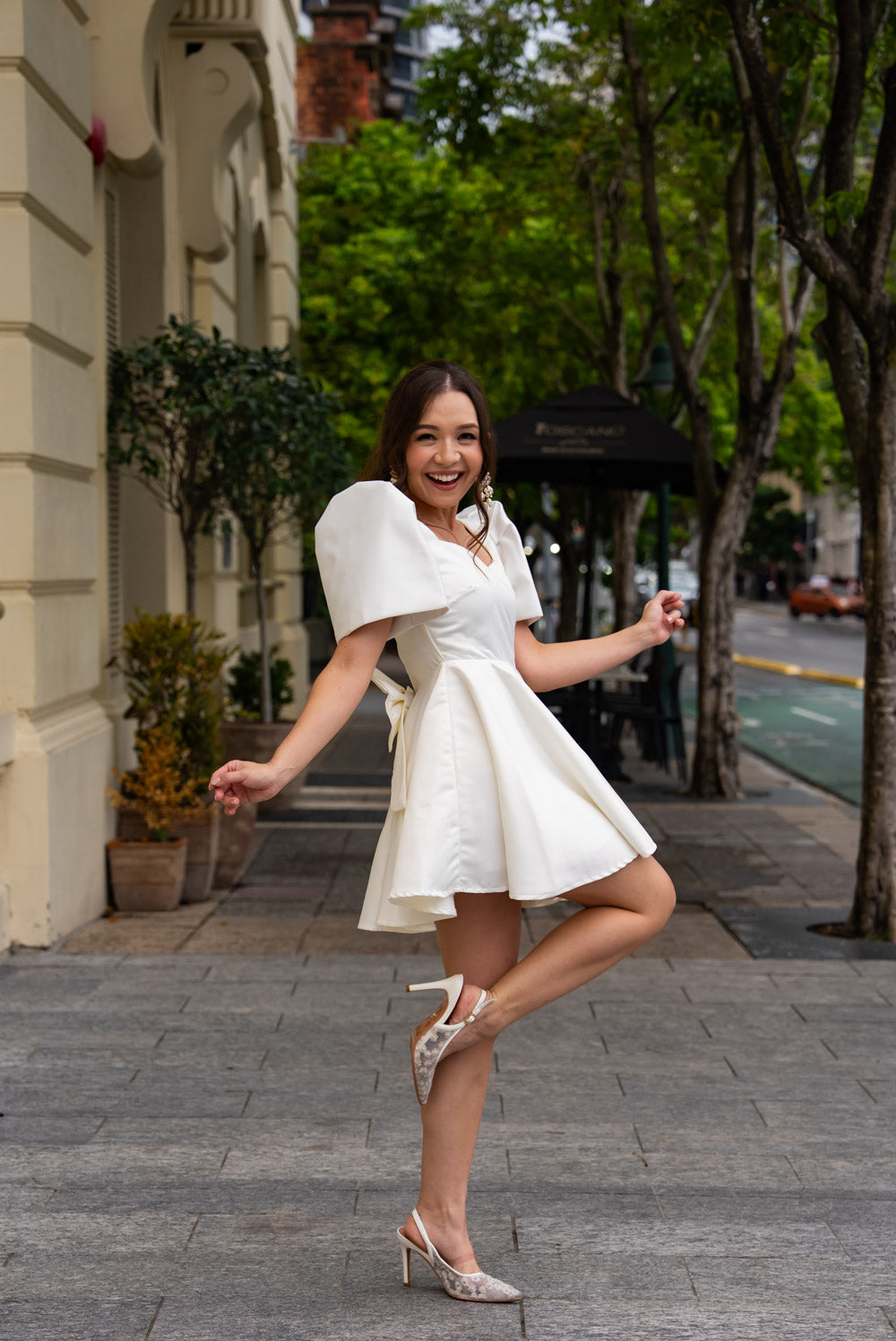 [PRE-ORDER] 'Love' Mini Filipiniana Dress, Duchess Satin (Ivory White)