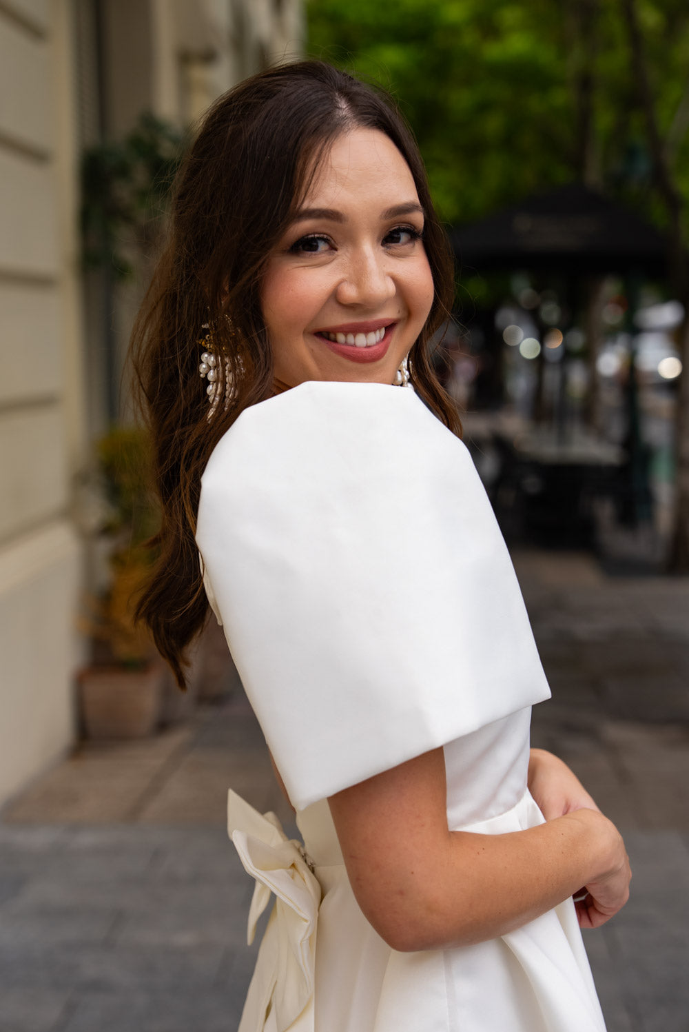 Filipiniana Dress 'Love' in Ivory White, front view – Mestiza Filipina