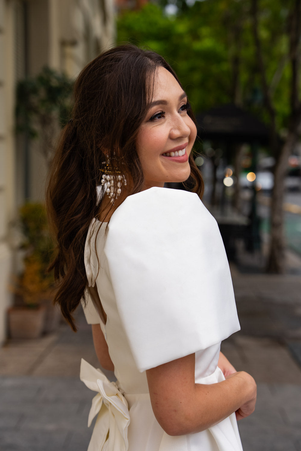 Filipiniana Dress 'Love' in Ivory White, side view – Mestiza Filipina
