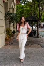 Filipiniana Bolero 'Nene' in Peony Pink, front view – Mestiza Filipina