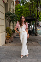 Filipiniana Bolero 'Nene' in Peony Pink, side view – Mestiza Filipina