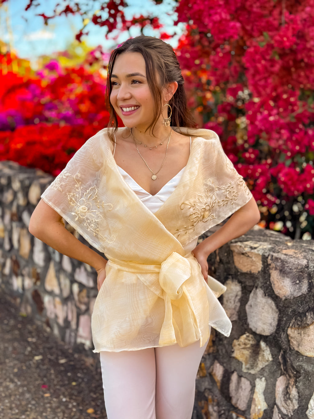 'Rosita' Filipiniana Panuelo (Cream)