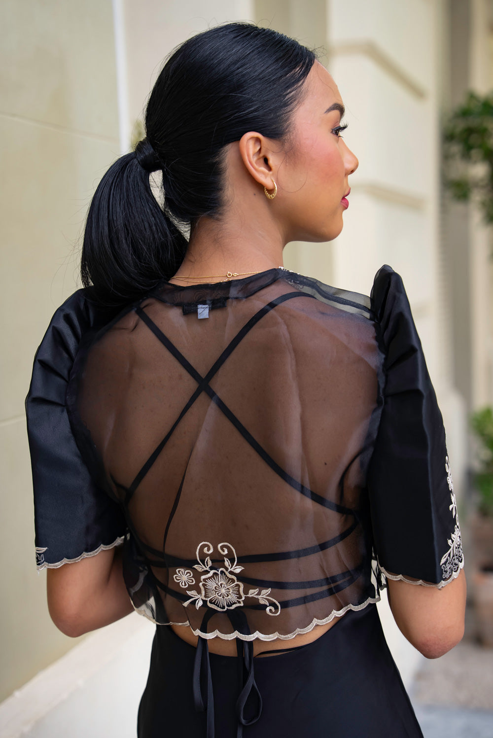 'Maria' Filipiniana Bolero (Black)