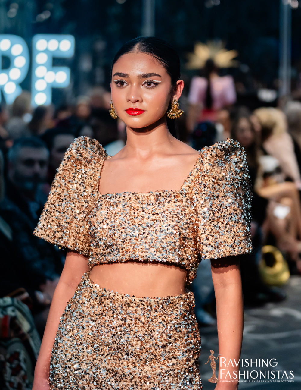 Binibini Sequin Filipiniana Crop Top (Gold)