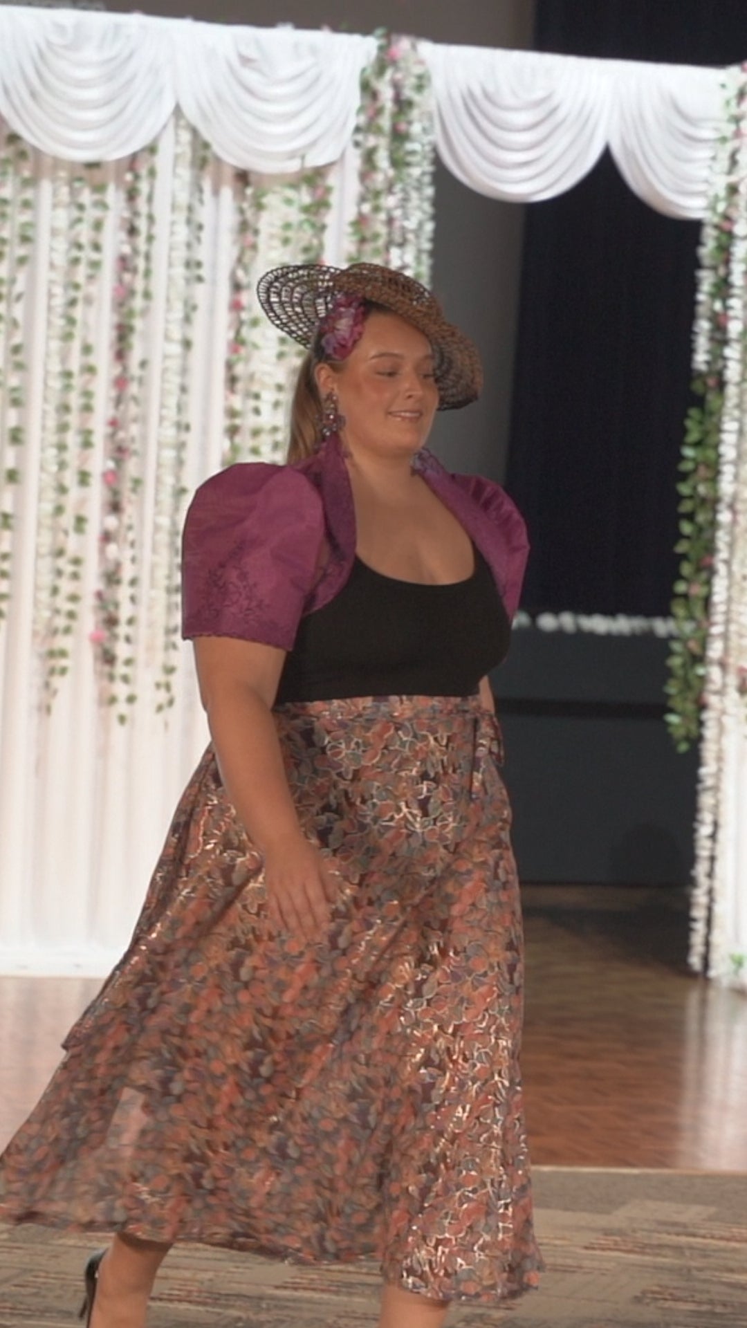 'Boracay' Maxi Wrap Skirt, Gold Foil Floral Print Chiffon
